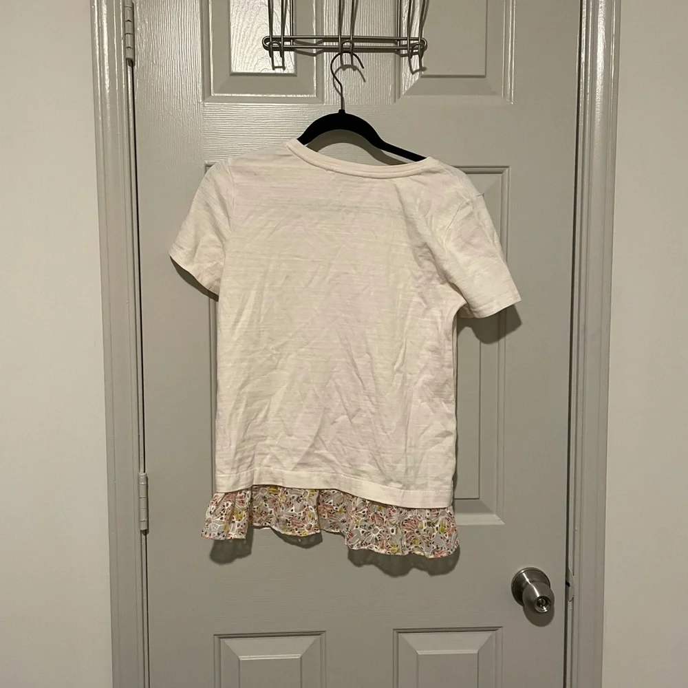 NWT Loft Floral Chiffon Trim Bottom Ruffle Top - Picture 2 of 4